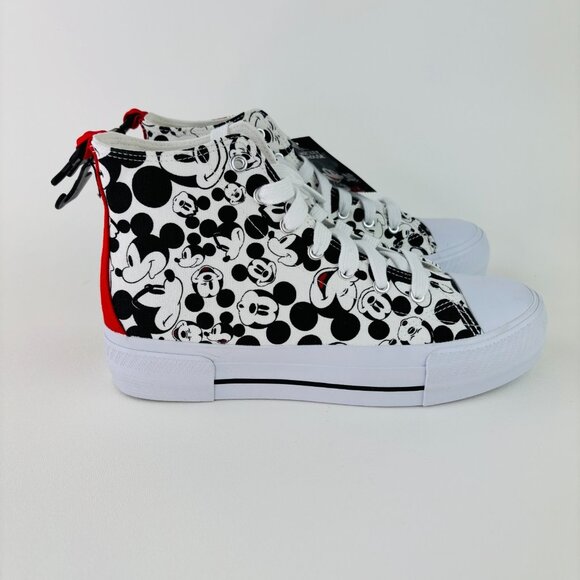 Disney Women's Mickey Mouse High-Top Lace-Up Sneakers Size 9 Black White NWT - Picture 3 of 9